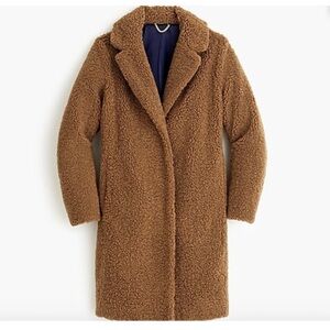 J. Crew Brown Sherpa Teddy Long Coat Topcoat Size XS